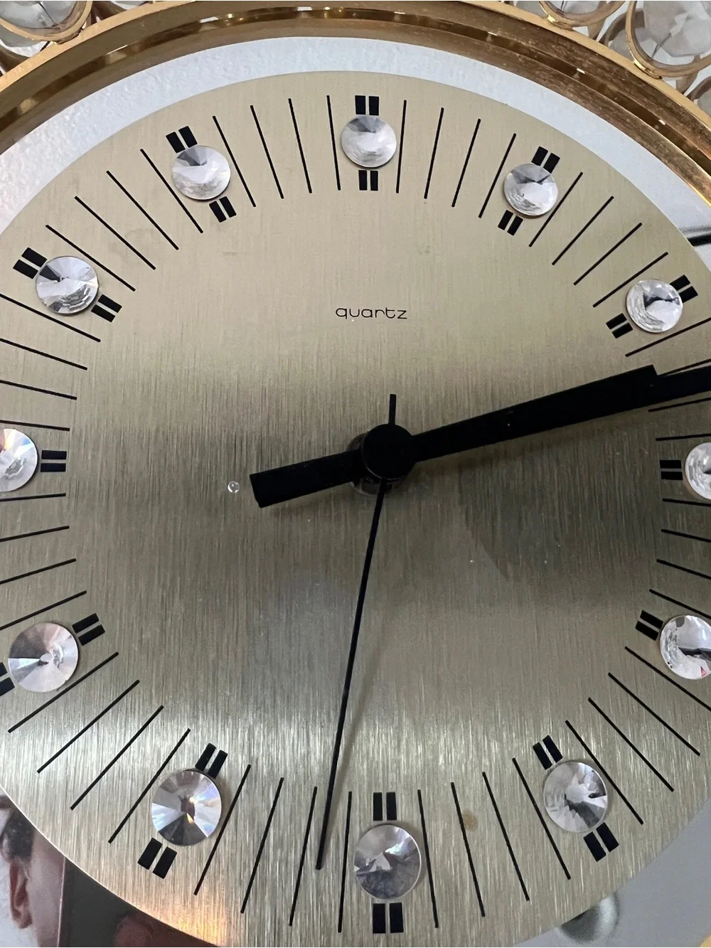 Hollywood Regency Gold And Crystal Clock